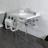 Pemberton 30-Inch Carrara Marble Console Sink with Acrylic Legs (8-Inch, 3-Hole)