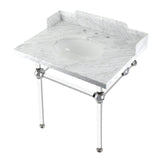 Pemberton 30-Inch Carrara Marble Console Sink with Acrylic Legs (8-Inch, 3-Hole)