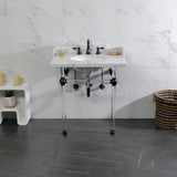 Pemberton 30-Inch Carrara Marble Console Sink with Acrylic Legs (8-Inch, 3-Hole)