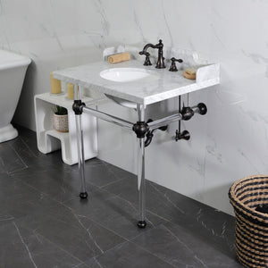 Pemberton 30-Inch Carrara Marble Console Sink with Acrylic Legs (8-Inch, 3-Hole)