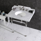 Pemberton 30-Inch Carrara Marble Console Sink with Acrylic Legs (8-Inch, 3-Hole)