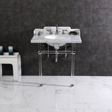 Pemberton 30-Inch Carrara Marble Console Sink with Acrylic Legs (8-Inch, 3-Hole)