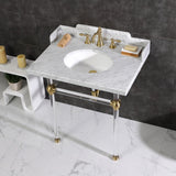 Pemberton 30-Inch Carrara Marble Console Sink with Acrylic Legs (8-Inch, 3-Hole)