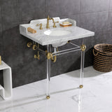 Pemberton 30-Inch Carrara Marble Console Sink with Acrylic Legs (8-Inch, 3-Hole)