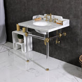 Pemberton 30-Inch Carrara Marble Console Sink with Acrylic Legs (8-Inch, 3-Hole)