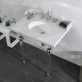 Pemberton 30-Inch Carrara Marble Console Sink with Acrylic Legs (8-Inch, 3-Hole)