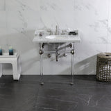 Pemberton 30-Inch Carrara Marble Console Sink with Acrylic Legs (8-Inch, 3-Hole)