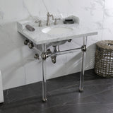 Pemberton 30-Inch Carrara Marble Console Sink with Acrylic Legs (8-Inch, 3-Hole)