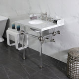 Pemberton 30-Inch Carrara Marble Console Sink with Acrylic Legs (8-Inch, 3-Hole)