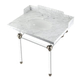 Pemberton 30-Inch Carrara Marble Console Sink with Acrylic Legs (8-Inch, 3-Hole)