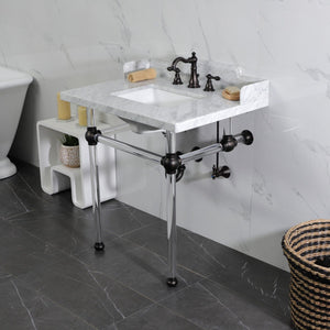 Fauceture 30-Inch Carrara Marble Console Sink with Acrylic Legs