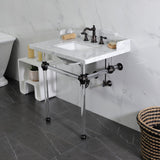 Pemberton 30-Inch Carrara Marble Console Sink with Acrylic Legs (8-Inch, 3-Hole)