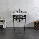 Fauceture 30-Inch Carrara Marble Console Sink with Brass Legs