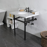 Fauceture 30-Inch Carrara Marble Console Sink with Brass Legs