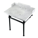 Fauceture 30-Inch Carrara Marble Console Sink with Brass Legs