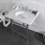 Fauceture 30-Inch Carrara Marble Console Sink with Brass Legs