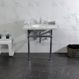 Fauceture 30-Inch Carrara Marble Console Sink with Brass Legs