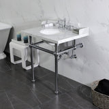 Fauceture 30-Inch Carrara Marble Console Sink with Brass Legs