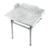 Fauceture 30-Inch Carrara Marble Console Sink with Brass Legs