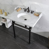 Fauceture 30-Inch Carrara Marble Console Sink with Brass Legs