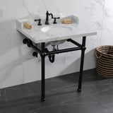 Fauceture 30-Inch Carrara Marble Console Sink with Brass Legs