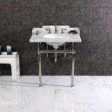 Fauceture 30-Inch Carrara Marble Console Sink with Brass Legs