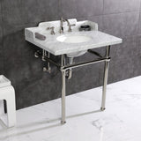 Fauceture 30-Inch Carrara Marble Console Sink with Brass Legs