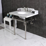 Fauceture 30-Inch Carrara Marble Console Sink with Brass Legs