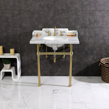 Fauceture 30-Inch Carrara Marble Console Sink with Brass Legs