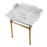 Fauceture 30-Inch Carrara Marble Console Sink with Brass Legs