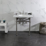 Fauceture 30-Inch Carrara Marble Console Sink with Brass Legs