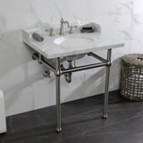 Fauceture 30-Inch Carrara Marble Console Sink with Brass Legs