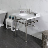 Fauceture 30-Inch Carrara Marble Console Sink with Brass Legs