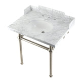 Fauceture 30-Inch Carrara Marble Console Sink with Brass Legs