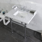 Pemberton 30-Inch Carrara Marble Console Sink with Brass Legs (8-Inch, 3-Hole)