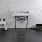 Pemberton 30-Inch Carrara Marble Console Sink with Brass Legs (8-Inch, 3-Hole)