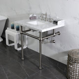 Pemberton 30-Inch Carrara Marble Console Sink with Brass Legs (8-Inch, 3-Hole)