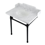 Fauceture 30-Inch Carrara Marble Console Sink with Stainless Steel Legs