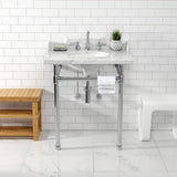 Fauceture 30-Inch Carrara Marble Console Sink with Stainless Steel Legs