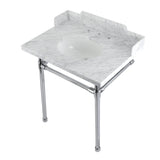 Fauceture 30-Inch Carrara Marble Console Sink with Stainless Steel Legs