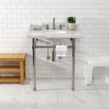 Fauceture 30-Inch Carrara Marble Console Sink with Stainless Steel Legs