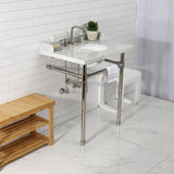 Fauceture 30-Inch Carrara Marble Console Sink with Stainless Steel Legs