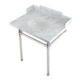 Fauceture 30-Inch Carrara Marble Console Sink with Stainless Steel Legs