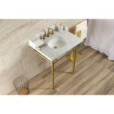 Fauceture 30-Inch Carrara Marble Console Sink with Stainless Steel Legs