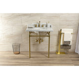 Fauceture 30-Inch Carrara Marble Console Sink with Stainless Steel Legs