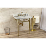 Fauceture 30-Inch Carrara Marble Console Sink with Stainless Steel Legs