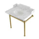 Fauceture 30-Inch Carrara Marble Console Sink with Stainless Steel Legs