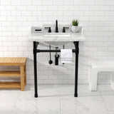 Fauceture 30-Inch Carrara Marble Console Sink with Stainless Steel Legs