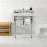 Fauceture 30-Inch Carrara Marble Console Sink with Stainless Steel Legs