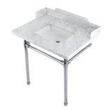 Fauceture 30-Inch Carrara Marble Console Sink with Stainless Steel Legs